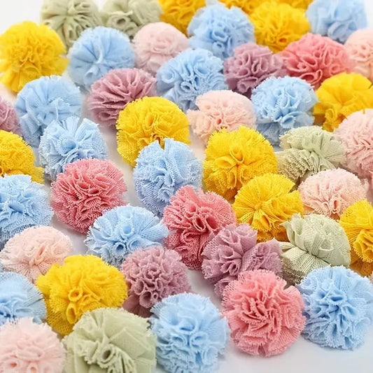 10pcs 25mm Vibrant Polyester Mesh Balls - Decorative Accessories for Clothing, Hair Accessories Making Materials - Colorful DIY Craft Supplies for Jewelry Designers