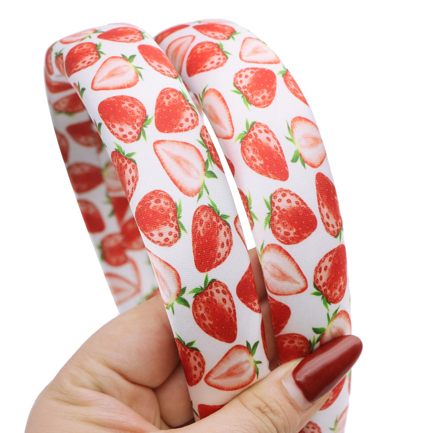 strawberry satin high cranial hairband