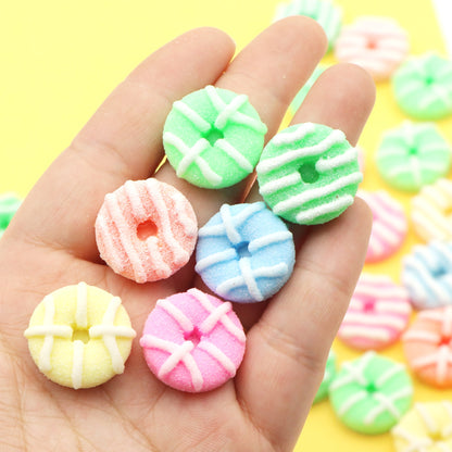 10Pcs/pack Virbant Colors Frosted Donuts Acrylic Charms,3D Flatback Resin Cabochons for DIY Jewelry, Earrings, Bracelets, Keychains, Festive Decor, Homemade Gifts, Phone Cases, Water Bottles, Hair Accessories - Crafting Accessories