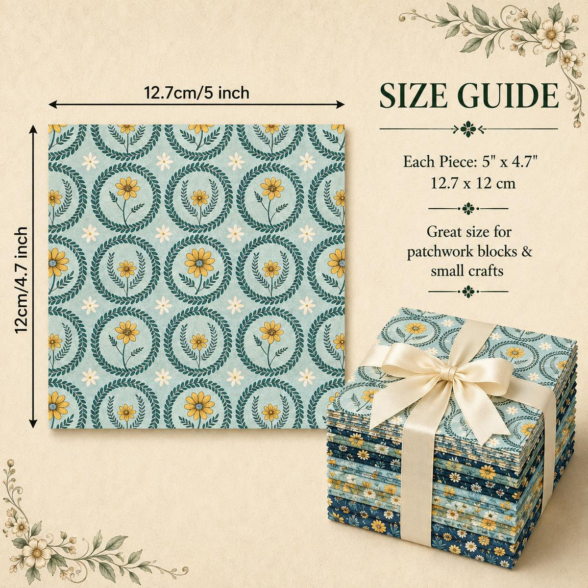 10Pc/Set Flower Series Fat Quarter Fabric, Pre-Cut Square Fabric Assort, Fabric Set, Craft Fabric, Handmade DIY Patchwork Fabric,Home Quilting Sewing Fabric, Packaging Fabric, Scrapbooking Craft Hobbyist