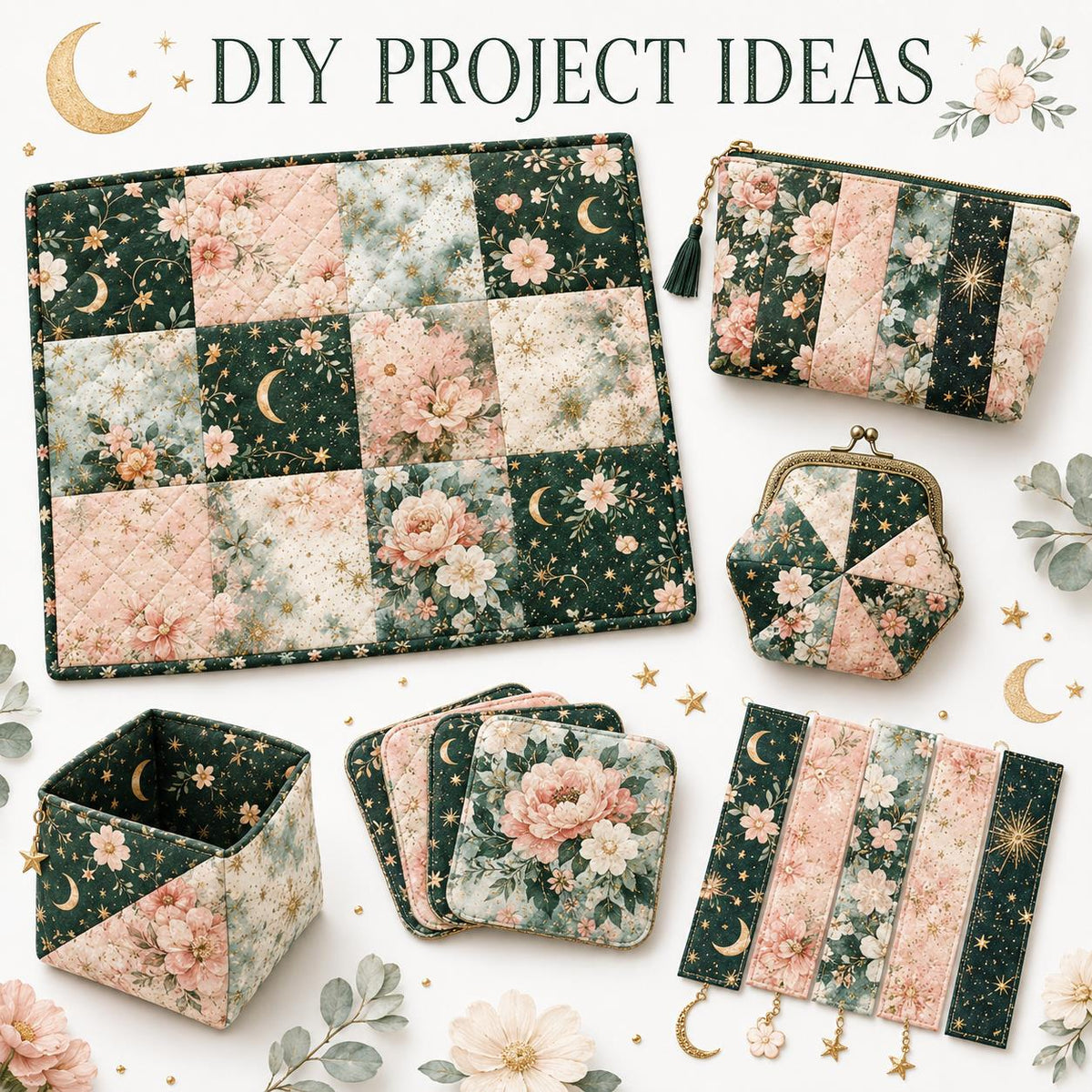 10pcs Charm Pack Set Floral Pattern Vintage Style Handmade DIY with Rich Color and Texture Elements 100% Polyester Patchwork in 10 Design Styles Suitable for Patchwork DIY Craft Projects DIY Wallet Making Gift Giving Bag Making Mother's Day Gift