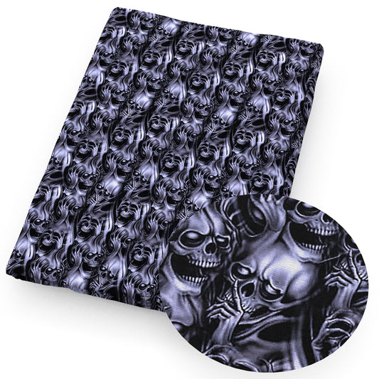 halloween skull ghost skeleton bones fabric