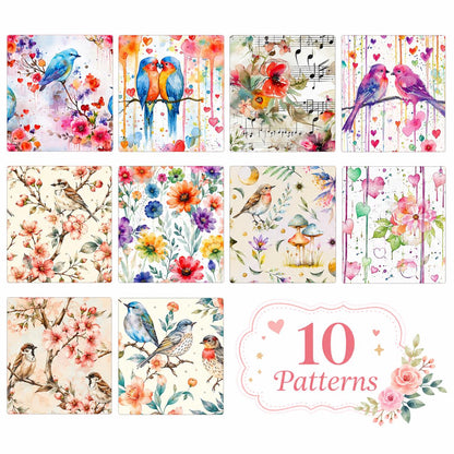 10Pc/Set, Making 10 Images 1pc Each, Each Size: 6.3*50cm Spring Bird Series Sliced Fabric Set Style Combination, Polyester Jelly Roll Fabric Strips, Pre-Cut Quilting Squares, For Quilting DIY, Handicrafts And Sewing, Blankets, Rugs, Interior Decoration