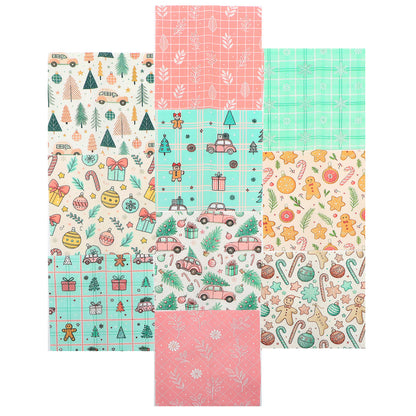 10Pc/Set Christmas Series Plaid Dot Tree Gift Crutch Fat Quarter Fabric, Pre-Cut Square Fabric Assort, Fabric Set, Craft Fabric, Handmade DIY Patchwork Fabric,Home Quilting Sewing Fabric, Packaging Fabric, Scrapbooking Craft Hobbyist