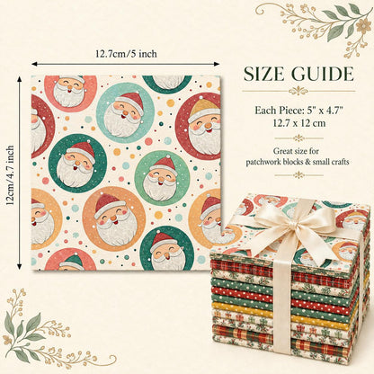 10Pc/Set Christmas Series Plaid Star Deer Santa Claus Gift Fat Quarter Fabric, Pre-Cut Square Fabric Assort, Fabric Set, Craft Fabric, Handmade DIY Patchwork Fabric,Home Quilting Sewing Fabric, Packaging Fabric, Scrapbooking Craft Hobbyist
