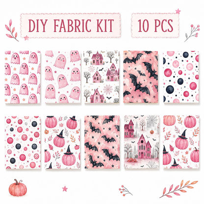 10Pc/Set Halloween Series Dot Star Pumpkin Bat Fat Quarter Fabric, Pre-Cut Square Fabric Assort, Fabric Set, Craft Fabric, Handmade DIY Patchwork Fabric,Home Quilting Sewing Fabric, Packaging Fabric, Scrapbooking Craft Hobbyist