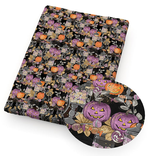 halloween pumpkin cat candysweety leaf leaves tree fabric