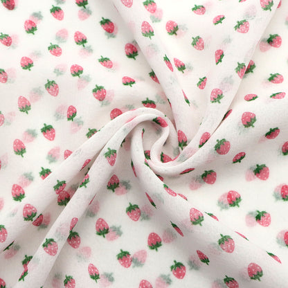 1Pc strawberry pattern Chiffon Fabric - 59x19.68inch(150x50cm) Pre-cut Fabric,Perfect for DIY Sewing,Bags,Party Decor, Tablecloths, Gift Wrapping,Cushions & Furniture Covers