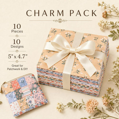 10pcs Charm Pack Set Floral Pattern Vintage Style Handmade DIY with Rich Color and Texture Elements 100% Polyester Patchwork in 10 Design Styles Suitable for Patchwork DIY Craft Projects DIY Wallet Making Gift Giving Bag Making Mother's Day Gift