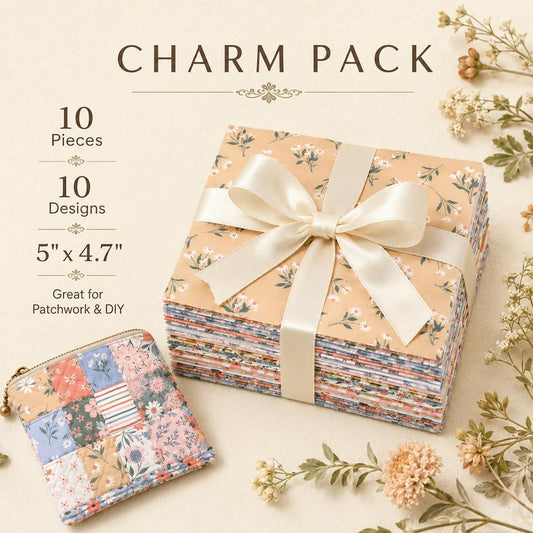 10pcs Charm Pack Set Floral Pattern Vintage Style Handmade DIY with Rich Color and Texture Elements 100% Polyester Patchwork in 10 Design Styles Suitable for Patchwork DIY Craft Projects DIY Wallet Making Gift Giving Bag Making Mother's Day Gift
