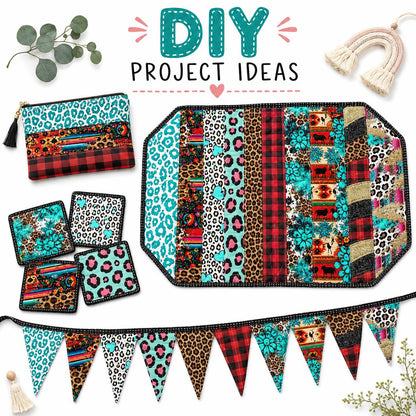 10Pc/Set, Making 10 Images 1pc Each, Each Size: 6.3*50cm Leopard Series Sliced Fabric Set Style Combination, Polyester Jelly Roll Fabric Strips, Pre-Cut Quilting Squares, For Quilting DIY, Handicrafts And Sewing, Blankets, Rugs, Interior Decoration, Home