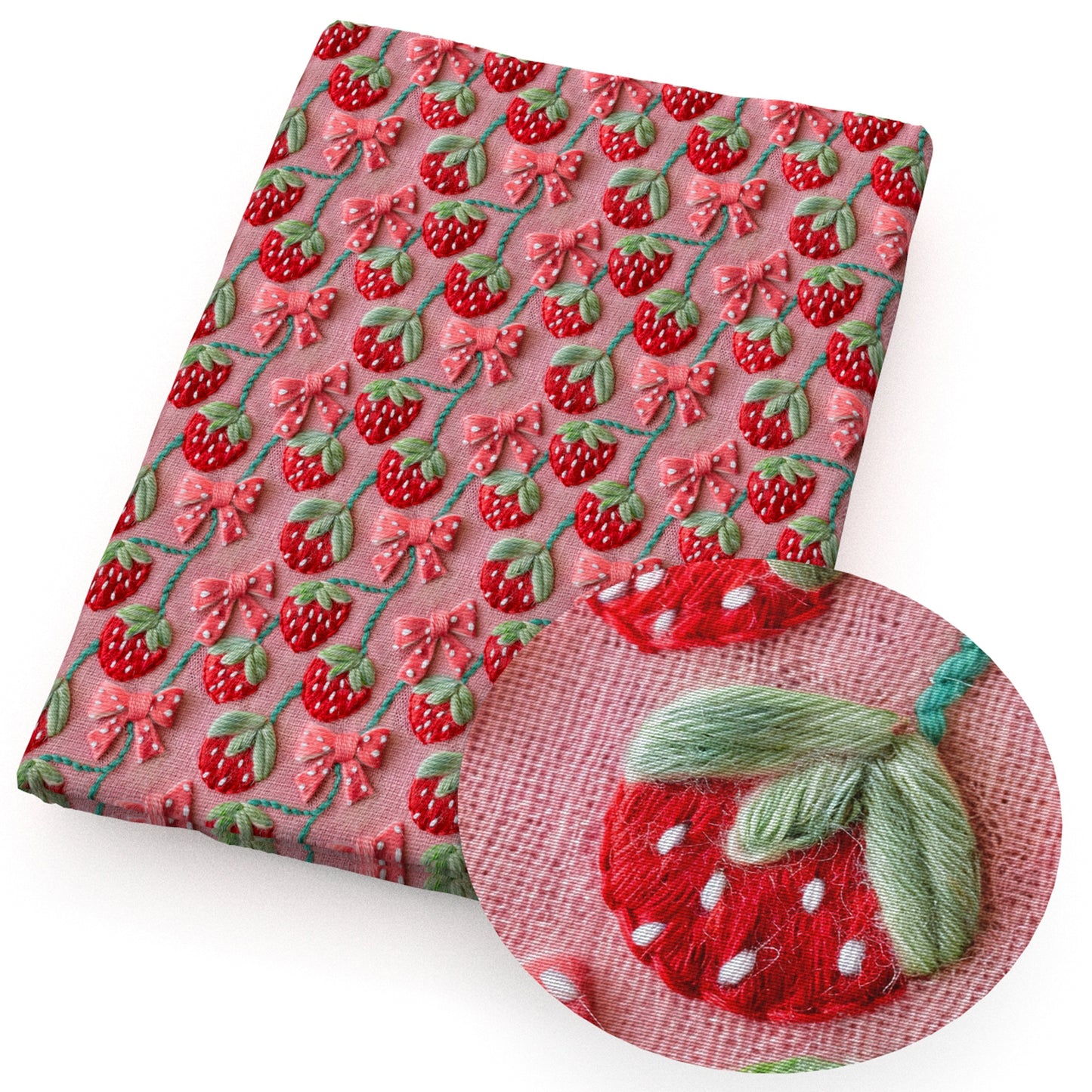strawberry bowknotbows imitation embroidery series fabric