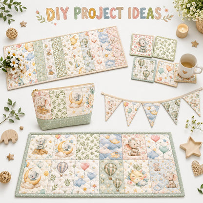 10pcs Vintage Elephant Pattern Jelly Roll Fabric Strips 2.5X19.7inch Pre-cut 100% Polyester for Patchwork Quilts, Table Runners, Placemats, Tote Bags, Storage Pouches, Makeup Bags, Coasters, Quilt Blocks & Binding