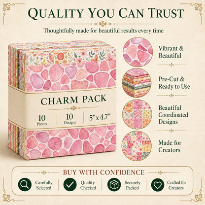 10Pc/Set Flower Series Orange Stone Stripe Peach Blossoms Fat Quarter Fabric, Pre-Cut Square Fabric Assort, Fabric Set, Craft Fabric, Handmade DIY Patchwork Fabric,Home Quilting Sewing Fabric, Packaging Fabric, Scrapbooking Craft Hobbyist