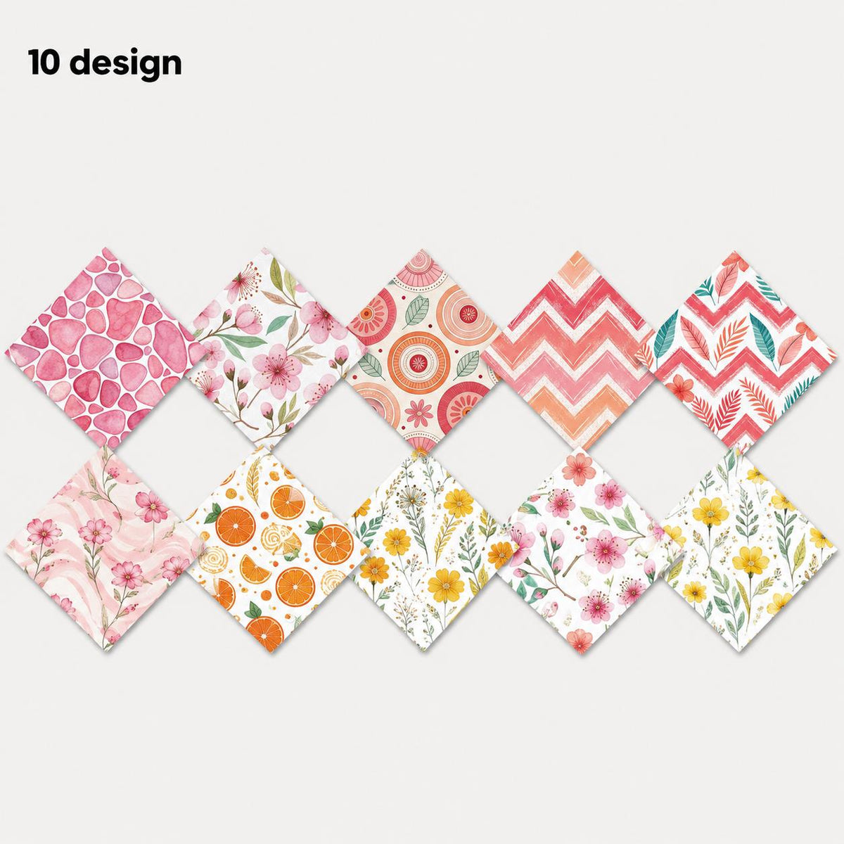 10Pc/Set Flower Series Orange Stone Stripe Peach Blossoms Fat Quarter Fabric, Pre-Cut Square Fabric Assort, Fabric Set, Craft Fabric, Handmade DIY Patchwork Fabric,Home Quilting Sewing Fabric, Packaging Fabric, Scrapbooking Craft Hobbyist