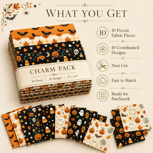 10Pc/Set Halloween Series Pumpkin Bat Cat Stripe Fat Quarter Fabric, Pre-Cut Square Fabric Assort, Fabric Set, Craft Fabric, Handmade DIY Patchwork Fabric,Home Quilting Sewing Fabric, Packaging Fabric, Scrapbooking Craft Hobbyist