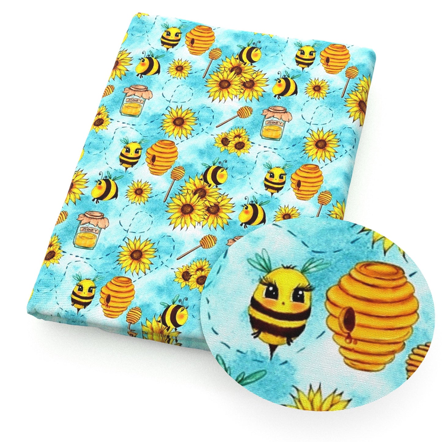bee sunflower fabric