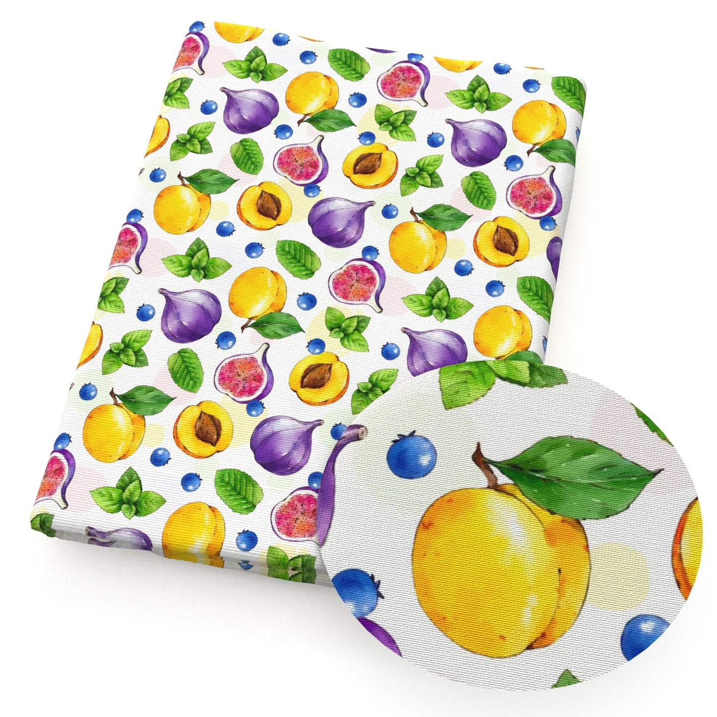 peach blueberry figs mint fruit fabric