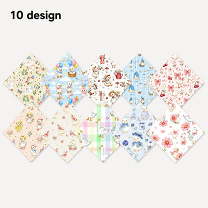 10pcs Charm Pack Set Duck Fruit Berry Pattern Vintage Style Handmade DIY with Rich Color and Texture Elements 100% Polyester Patchwork in 10 Design Styles Suitable for Patchwork DIY Craft Projects DIY Wallet Making Gift Giving Bag Making Mother's Day Gift