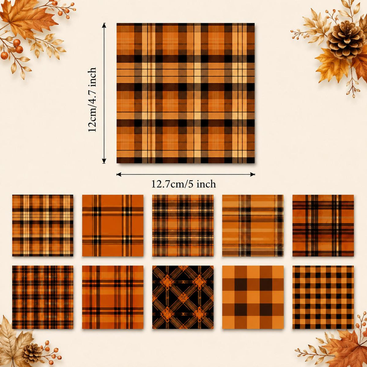 10pcs Charm Pack Set Plaid Pattern Vintage Style Handmade DIY with Rich Color and Texture Elements 100% Polyester Patchwork in 10 Design Styles Suitable for Patchwork DIY Craft Projects DIY Wallet Making Gift Giving Bag Making Mother's Day Gift