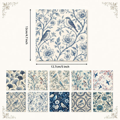 10pcs Charm Pack Set Floral Bird Vintage Style Pattern Handmade DIY with Rich Color and Texture Elements 100% Polyester Patchwork in 10 Design Styles Suitable for Patchwork DIY Craft Projects DIY Wallet Making Gift Giving Bag Making Mother's Day Gift