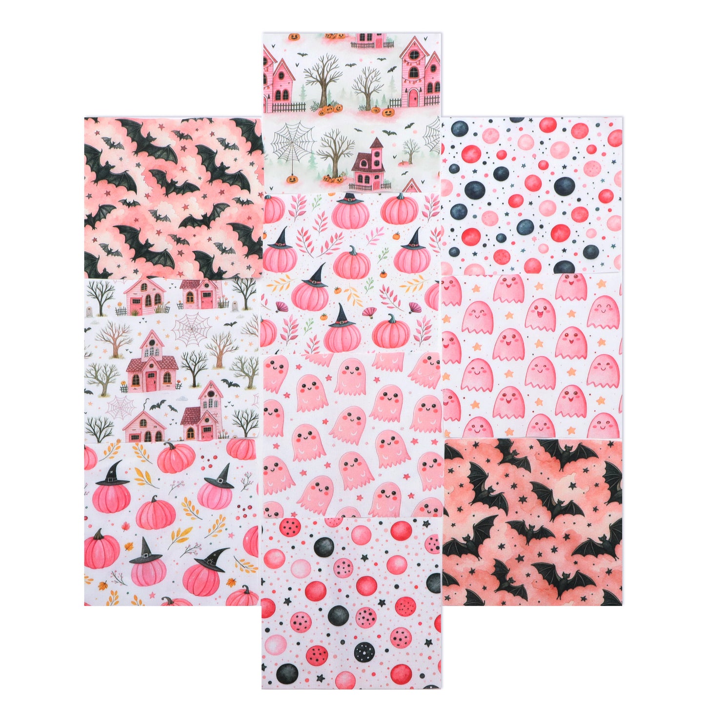 10Pc/Set Halloween Series Dot Star Pumpkin Bat Fat Quarter Fabric, Pre-Cut Square Fabric Assort, Fabric Set, Craft Fabric, Handmade DIY Patchwork Fabric,Home Quilting Sewing Fabric, Packaging Fabric, Scrapbooking Craft Hobbyist