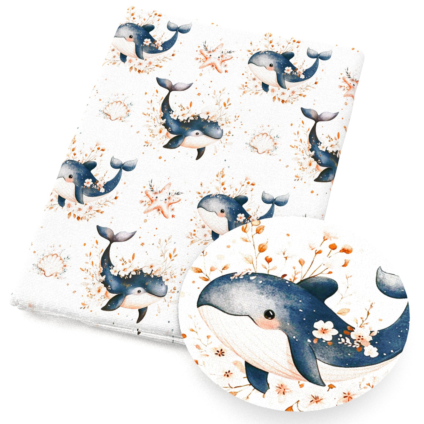 the whale star starfish shell fabric