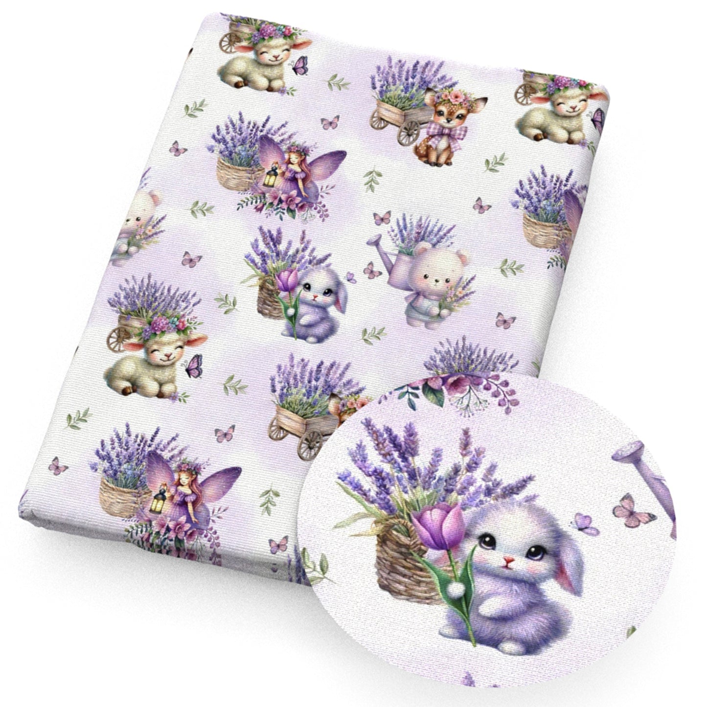 rabbit bunny sheep deerreindeer giraffe butterfly lavender girl fabric