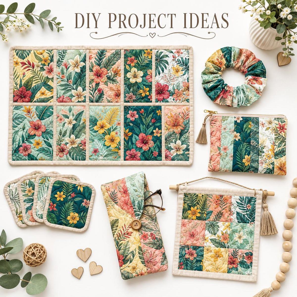 10pcs Charm Pack Set Floral Pattern Vintage Style Handmade DIY with Rich Color and Texture Elements 100% Polyester Patchwork in 10 Design Styles Suitable for Patchwork DIY Craft Projects DIY Wallet Making Gift Giving Bag Making Mother's Day Gift