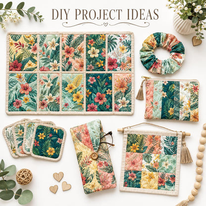 10pcs Charm Pack Set Floral Pattern Vintage Style Handmade DIY with Rich Color and Texture Elements 100% Polyester Patchwork in 10 Design Styles Suitable for Patchwork DIY Craft Projects DIY Wallet Making Gift Giving Bag Making Mother's Day Gift