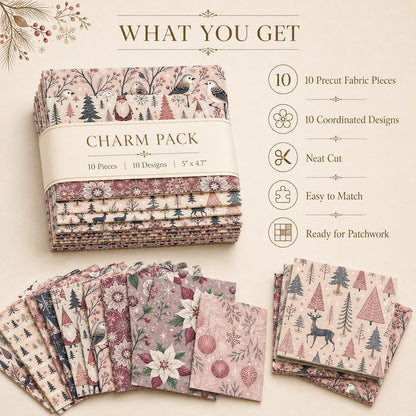 10Pc/Set Christmas Series Deer Christmas Tree Santa Claus Flower Fat Quarter Fabric, Pre-Cut Square Fabric Assort, Fabric Set, Craft Fabric, Handmade DIY Patchwork Fabric,Home Quilting Sewing Fabric, Packaging Fabric, Scrapbooking Craft Hobbyist