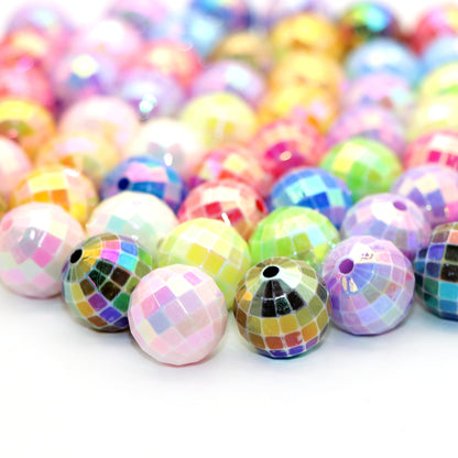 10Pcs Iridescent Bounce Ball Acrylic Beads 16mm Mixed Colors Geometry Acrylic Spacer Beads Charms with Hole Ideal for DIY Jewelry Making DIY Bracelet Necklace Chain Earrings Charm Pen Bangle Decors Festive Craft Supplies