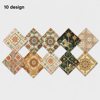 10pcs Charm Pack Set Geometric Floral Pattern 100% Polyester Patchwork in 10 Design Styles, Ready-to-Sew Without Cutting, Suitable For Patchwork Wallet Making Gift Giving Tote Bags Coasters DIY Craft Projects