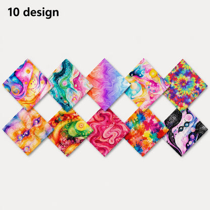 10Pc/Set Color Swirl Series Fat Quarter Fabric, Pre-Cut Square Fabric Assort, Fabric Set, Craft Fabric, Handmade DIY Patchwork Fabric,Home Quilting Sewing Fabric, Packaging Fabric, Scrapbooking Craft Hobbyist