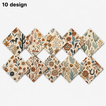 10pcs Charm Pack Set Pink Flower Pattern Vintage Style Pattern Handmade DIY with Rich Color and Texture Elements 100% Polyester Patchwork in 10 Design Styles Suitable for Patchwork DIY Craft Projects DIY Wallet Making Gift Giving Bag Making Mother's Day G
