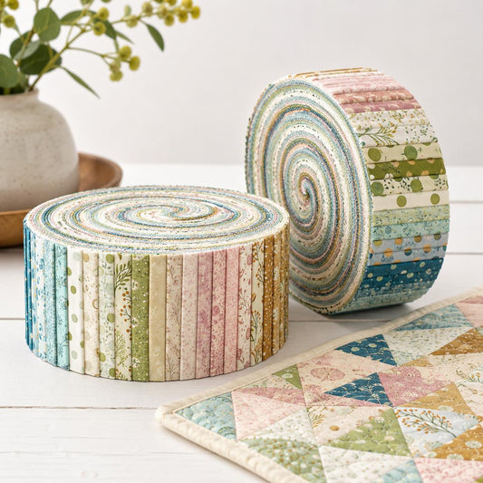 10pcs Vintage Dots Floral Pattern Jelly Roll Fabric Strips 2.5X19.7inch Pre-Cut 100% Polyester For Patchwork Quilts, Table Runners, Placemats, Tote Bags, Storage Pouches, Makeup Bags, Coasters, Quilt Blocks & Binding
