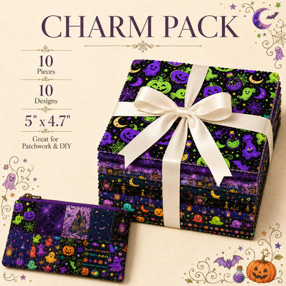 10pcs Charm Pack Set Pumpkin Ghost Halloween Pattern Vintage Style Handmade DIY with Rich Color and Texture Elements 100% Polyester Patchwork in 10 Design Styles Suitable for Patchwork DIY Craft Projects DIY Wallet Making Gift Giving Bag Making Mother's D