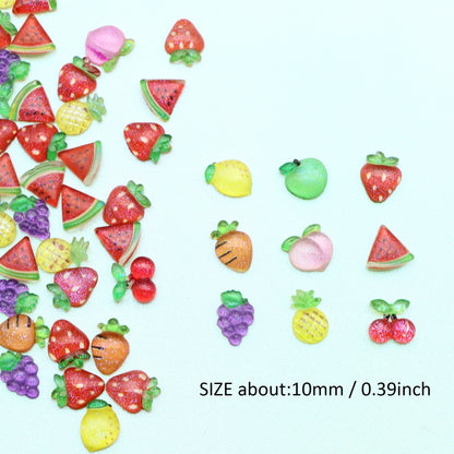 20Pcs Miniature Resin Fruits Shaped Acrylic Charms Beads,3D Flatback Resin Cabochons for DIY Jewelry Making, Earrings, Bracelets, Beads & Bead Assortments - Perfect for Phone Cases, Water Bottles & Hair Accessories,Projects Decorations
