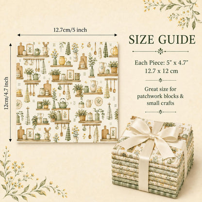 10pcS Charm Pack Set Plant Floral Pattern VIntage Style Handmade DIY With Rich Color and Texture Elements 100% Polyester Patchwork in 10 Design Styles Suitable For Patchwork DIY Craft Projects DIY Wallet Making Gift Giving Bag Making Mother's Day Gift