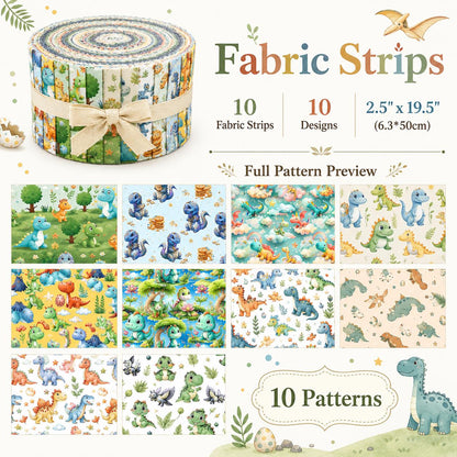 10pcs Vintage Dinosaur Pattern Purple Jelly Roll Fabric Strips 2.5X19.7inch Pre-cut 100% Polyester for Patchwork Quilts, Table Runners, Placemats, Tote Bags, Storage Pouches, Makeup Bags, Coasters, Quilt Blocks & Binding