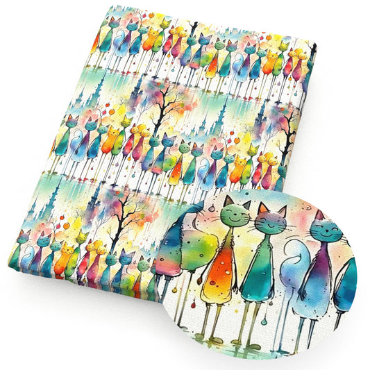 cat tie dye leaf leaves tree fabric