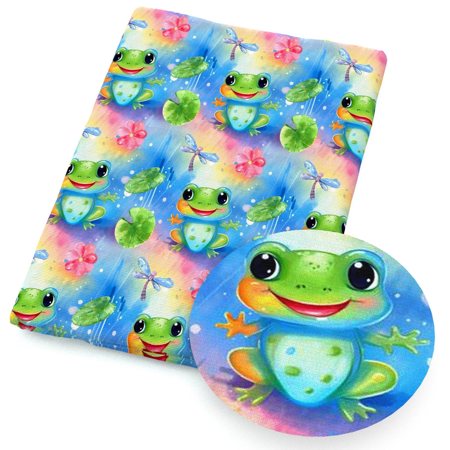 frog lotus flower fabric