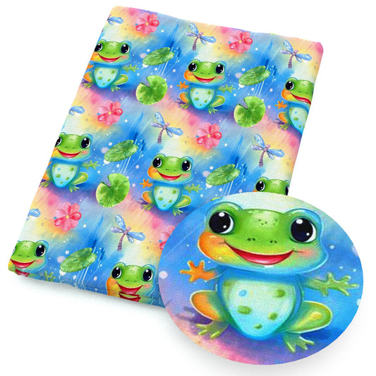 frog lotus flower fabric