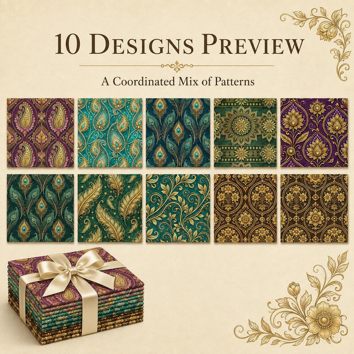 10Pc/Set Flower Feather Series Peacock Pattern Fat Quarter Fabric, Pre-Cut Square Fabric Assort, Fabric Set, Craft Fabric, Handmade DIY Patchwork Fabric,Home Quilting Sewing Fabric, Packaging Fabric, Scrapbooking Craft Hobbyist