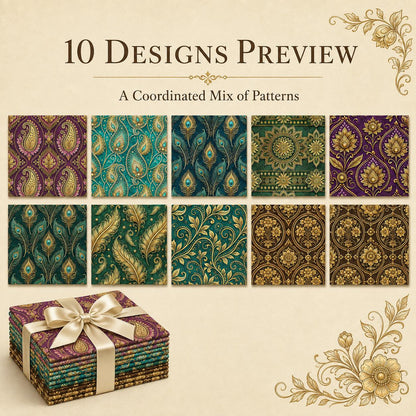 10Pc/Set Flower Feather Series Peacock Pattern Fat Quarter Fabric, Pre-Cut Square Fabric Assort, Fabric Set, Craft Fabric, Handmade DIY Patchwork Fabric,Home Quilting Sewing Fabric, Packaging Fabric, Scrapbooking Craft Hobbyist
