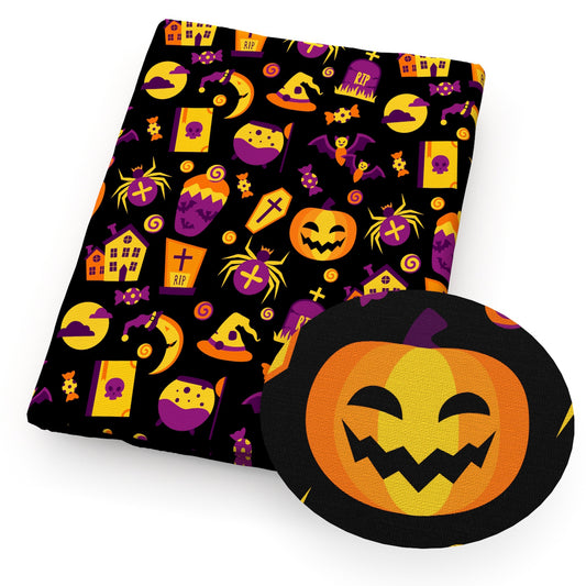 pumpkin halloween gravestone moon house caphat book bat candysweety fabric
