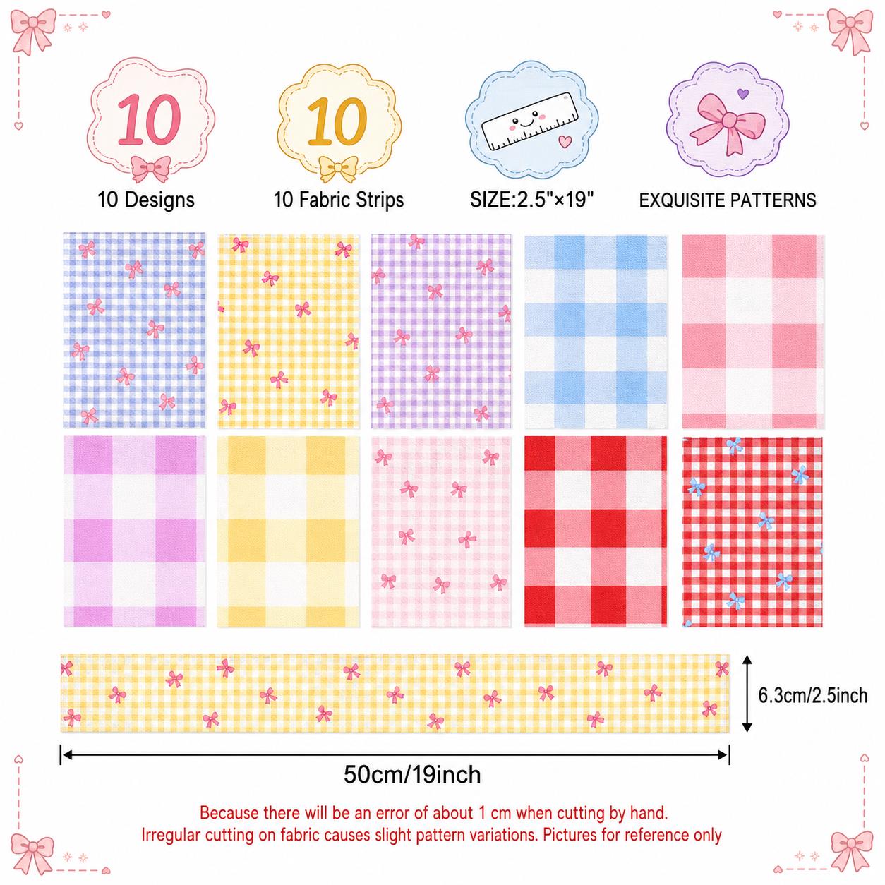 10pcs Vintage Plaid Grid Pattern Jelly Roll Fabric Strips 2.5X19.7inch Pre-cut 100% Polyester for Patchwork Quilts, Table Runners, Placemats, Tote Bags, Storage Pouches, Makeup Bags, Coasters, Quilt Blocks & Binding