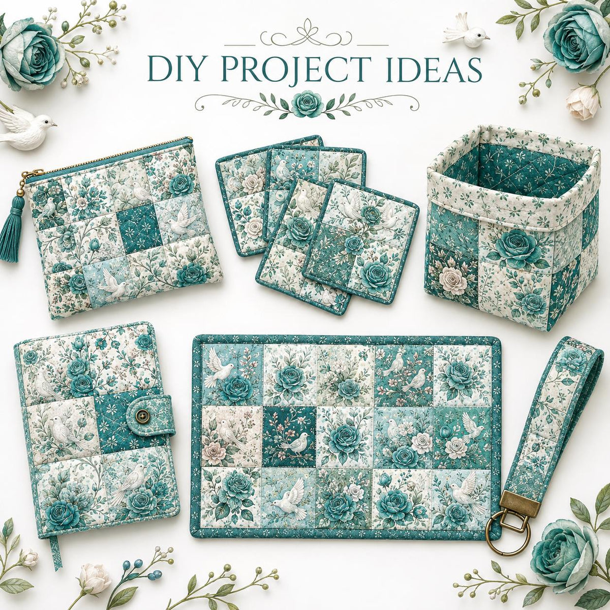 10Pc/Set Flower Green Series Fat Quarter Fabric, Pre-Cut Square Fabric Assort, Fabric Set, Craft Fabric, Handmade DIY Patchwork Fabric,Home Quilting Sewing Fabric, Packaging Fabric, Scrapbooking Craft Hobbyist