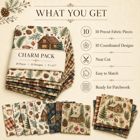 10Pc/Set Christmas Series Cup Tree House Coffee Plaid Fat Quarter Fabric, Pre-Cut Square Fabric Assort, Fabric Set, Craft Fabric, Handmade DIY Patchwork Fabric,Home Quilting Sewing Fabric, Packaging Fabric, Scrapbooking Craft Hobbyist