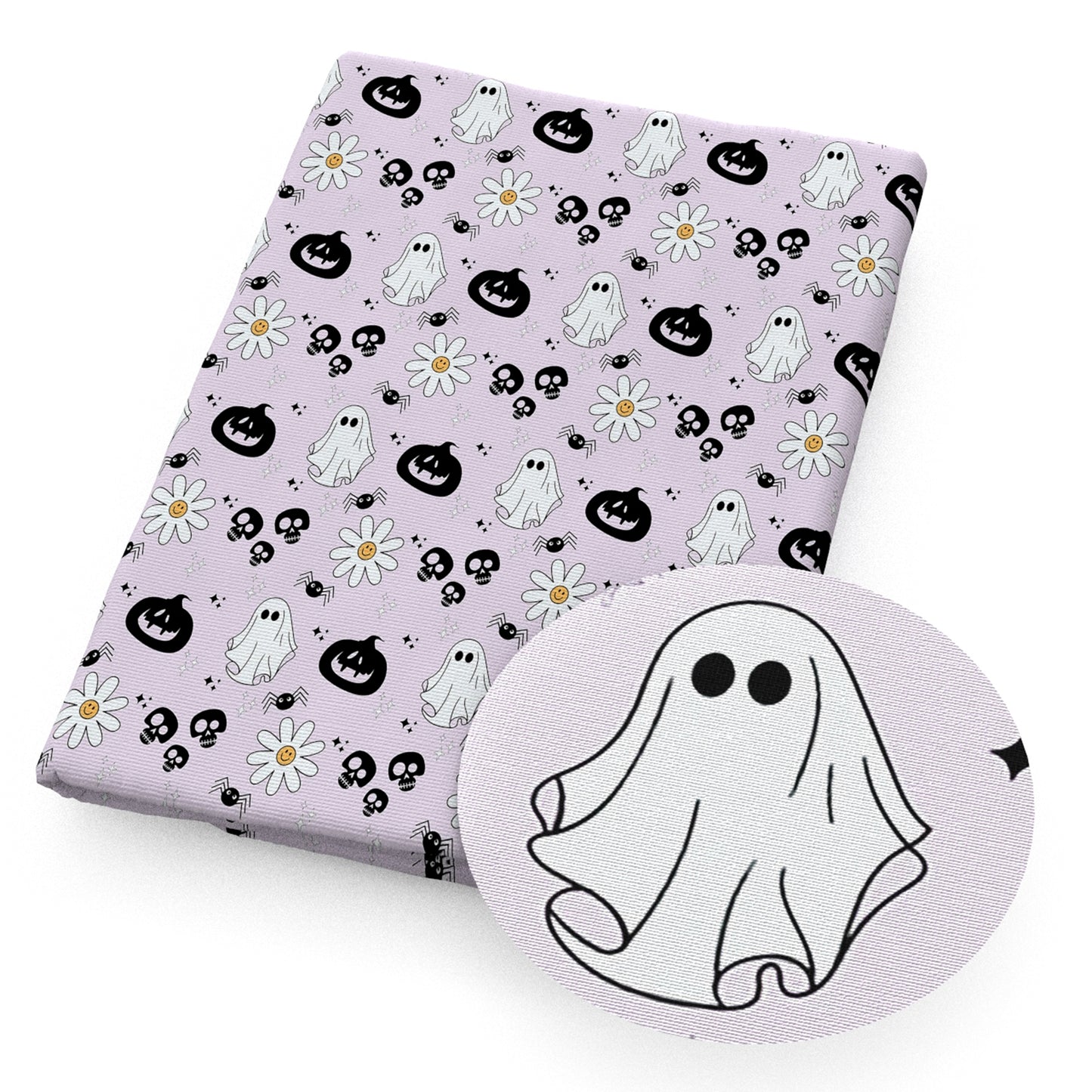 halloween skull ghost skeleton bones daisy spiderspider web fabric